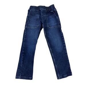 Mini Boden Girls Denim Pants Jeans Dark Blue Elastic Waist Pull On 7Y‎